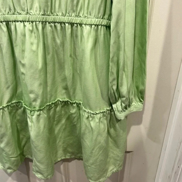 The Drop Women's Smoke Green Long Sleeve V-Neck Mini Dress size Large - Picture 9 of 13